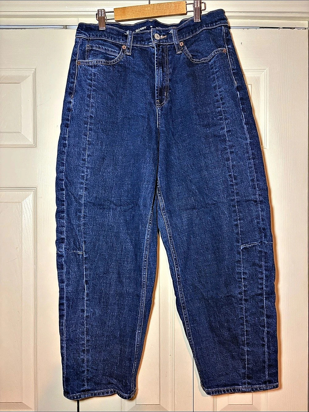 Old Navy High-Waisted Baggy Barrel Ankle Jeans Blue Jeans